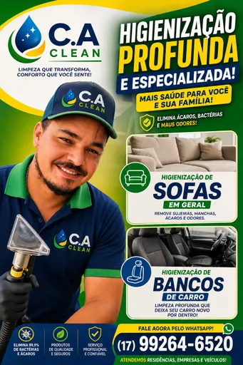 Limpeza e higienização de estofados e ar condicionado